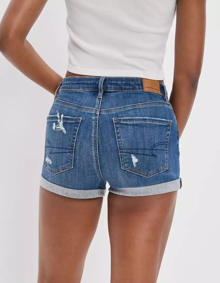 Shorts American Eagle AE Ne(x)t Level High V-Rise Denim Indigo Clair Femme | SET-49645032